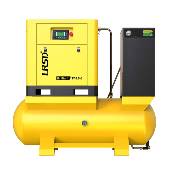 4-In-1 Rotary Screw Air Compressor 5.5KW/7.5HP 230V/3ph 28.96CFM Screw Compressor With Cold Dryer And Air Tank Filter Screw Air Compressor