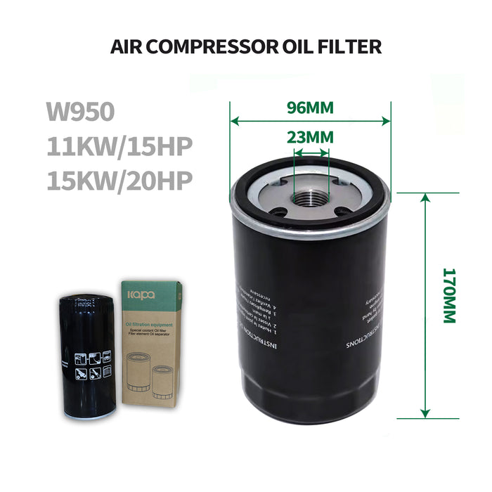 15KW-20HP Industrial Rotary Screw Air Compressor Pump Replacement for Spin-on Oil Separator Skid – Commercial Air System Maintenance Kit