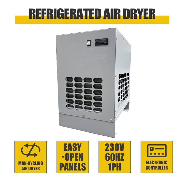 220V 60Hz Refrigerated Air Dryer – 88 CFM@102-232PSI for 15KW Air Compressors | Efficient Moisture Removal