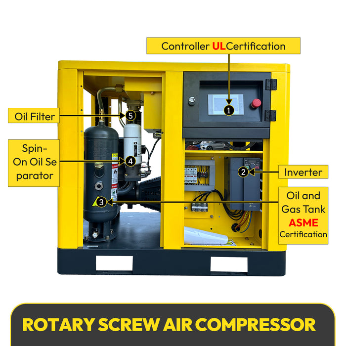 15HP 11KW LRSD Rotary Screw Air Compressor | 66.04CFM @ 125 PSI | 460V 3-Phase 60Hz |  RP3/4"  |  VSD (TK11-8)
