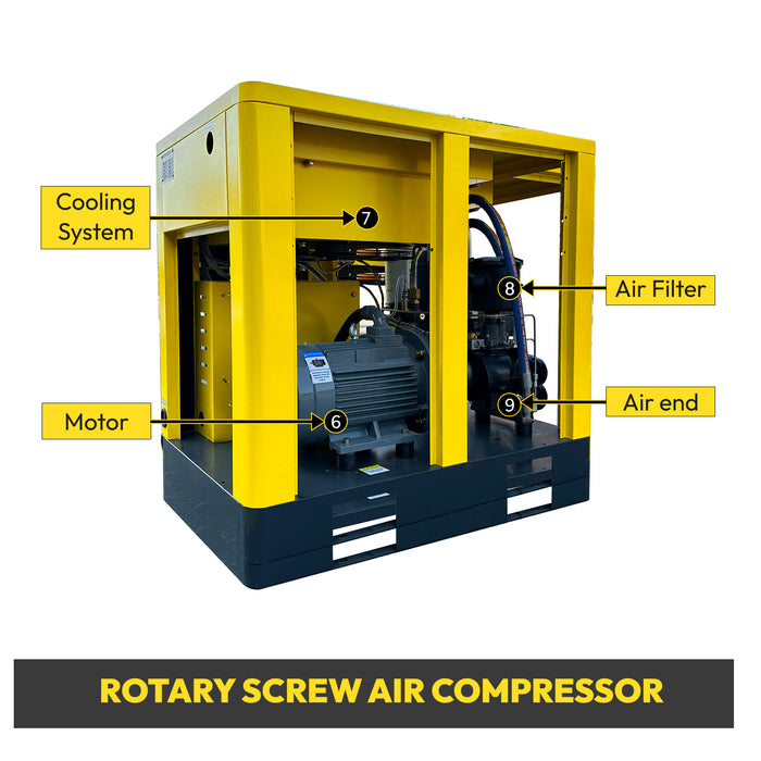 LRSD 15HP 11KW Rotary Screw Air Compressor with Refrigerated Air Dryer| 60.39 CFM @ 125 PSI | 230V 3-Phase 60Hz | RP3/4"  | (TK11-8)