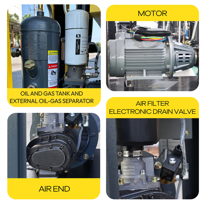 30Hp 230V Rotary Screw Air Compressor 3Ph with 123.6CFM Refrigerated Air Dryer