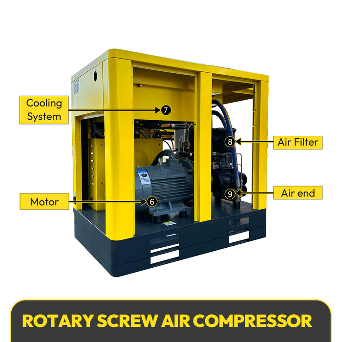TK Series 20HP 15KW LRSD Rotary Screw Air Compressor | 80.16 CFM @ 125 PSI | 460V 3-Phase 60Hz | RP3/4"  |  VSD(TK15-8)