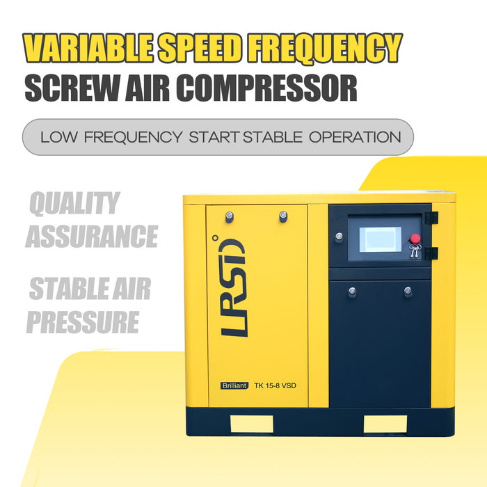 TK Series 20HP 15KW LRSD Rotary Screw Air Compressor | 80.16 CFM @ 125 PSI | 460V 3-Phase 60Hz | RP3/4"  |  VSD(TK15-8)