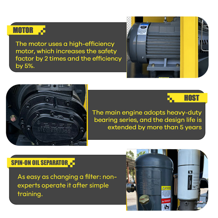 TK Series 20HP 15KW LRSD Rotary Screw Air Compressor | 80.16 CFM @ 125 PSI | 460V 3-Phase 60Hz | RP3/4"  |  VSD(TK15-8)