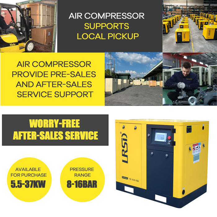 TK Series 20HP 15KW LRSD Rotary Screw Air Compressor | 80.16 CFM @ 125 PSI | 460V 3-Phase 60Hz | RP3/4"  |  VSD(TK15-8)