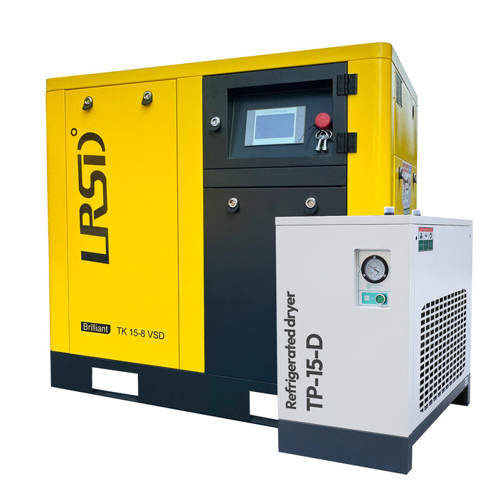 460V 20HP 81cfm 3 Phase Rotary Screw Air Compressor with Refrigerated Air Dryer