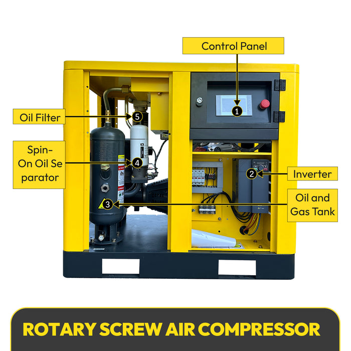 TK Series 20HP 15KW LRSD Rotary Screw Air Compressor | 80.16 CFM @ 125 PSI | 460V 3-Phase 60Hz | RP3/4"  |  VSD(TK15-8)