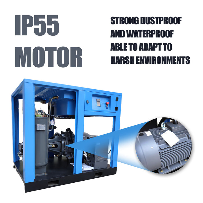 50HP 125PSI 3P Rotary Screw Air Compressor w/ 230CFM 1Phase Compressed Air Dryer