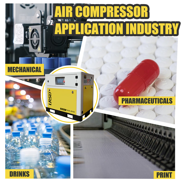 TK Series LRSD Rotary Screw Air Compressor | 20HP 15KW  | 86.17 CFM @ 125 PSI | 480V  3-Phase 60Hz | RP3/4"  |  VSD