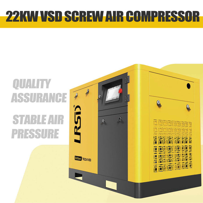 TK Series 30HP 22KW LRSD Rotary Screw Air Compressor | 122.90 CFM @ 125 PSI | 460V 3-Phase 60Hz | RP1  |  VSD