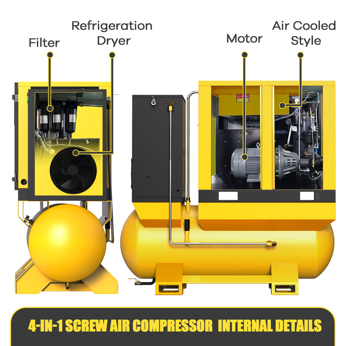 TF Series 15HP 11KW LRSD Rotary Screw Air Compressor | 66.04CFM @ 125 PSI | 220V 3-Phase 60Hz |  RP3/4"  |  VSD