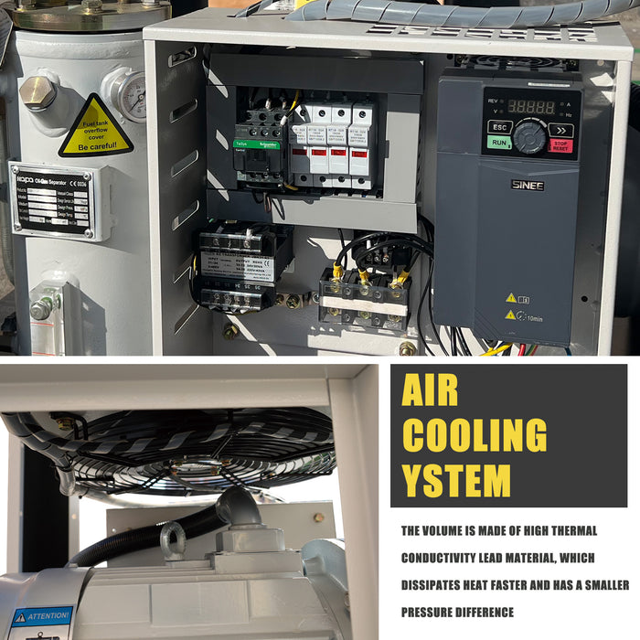 50HP 125PSI 3P Rotary Screw Air Compressor w/ 230CFM 1Phase Compressed Air Dryer