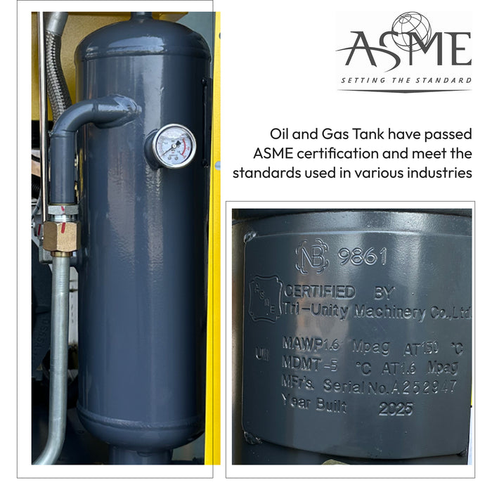 LRSD 50HP 37KW Rotary Screw Air Compressor with Refrigerated Air Dryer| 228 CFM @125 PSI | 460V 3-Phase 60Hz | RP1-1/2"  | (TK37-8)