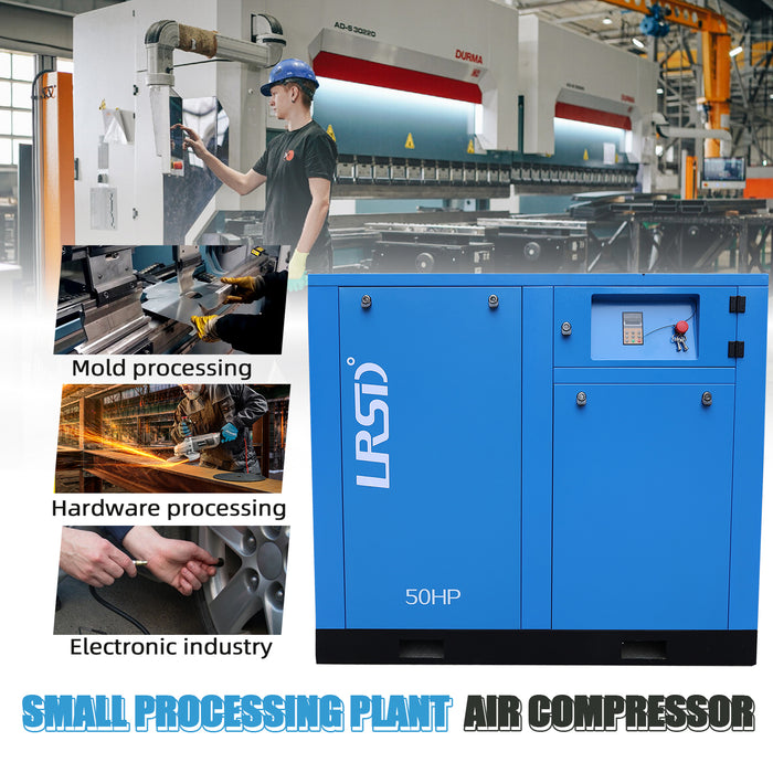 LRSD 50HP 37KW VSD Rotary Screw Air Compressor with Refrigerated Air Dryer| 230 CFM @125 PSI | 230V 3PH 60Hz | RP1-1/2"  | (37KW-0.8-230V)