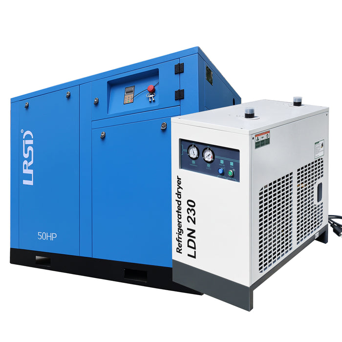 LRSD 50HP 37KW VSD Rotary Screw Air Compressor with Refrigerated Air Dryer| 230 CFM @125 PSI | 230V 3PH 60Hz | RP1-1/2"  | (37KW-0.8-230V)