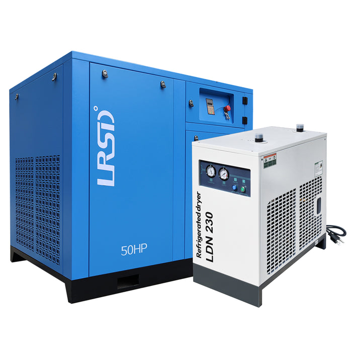 50HP 125PSI 3PH Rotary Screw Air Compressor 460V With 230CFM 1Phase Compressed Air Dryer