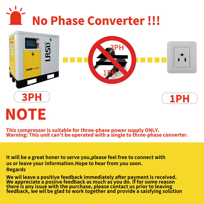 TK Series LRSD Rotary Screw Air Compressor | 10HP 7.5KW  | 37.43 CFM @125 PSI | 220V 3-Phase 60Hz |  RP1/2"  | VSD