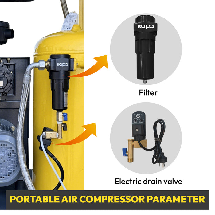 4KW 5.5Hp 3Ph 220V Rotary Screw Air Compressor + Air Dryer+30 GAL Asme Air Tank