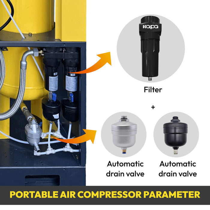 4KW 5.5Hp 3Ph 220V Rotary Screw Air Compressor + Air Dryer+30 GAL Asme Air Tank
