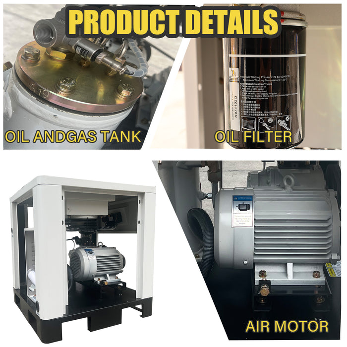 TK Series LRSD Rotary Screw Air Compressor | 20HP 15KW  | 86.17 CFM @ 125 PSI | 480V  3-Phase 60Hz | RP3/4"  |  VSD