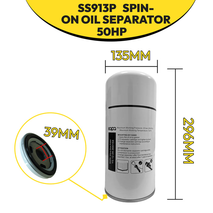 50HP Screw Compressor air oil separator Element oil filter Compressed ...