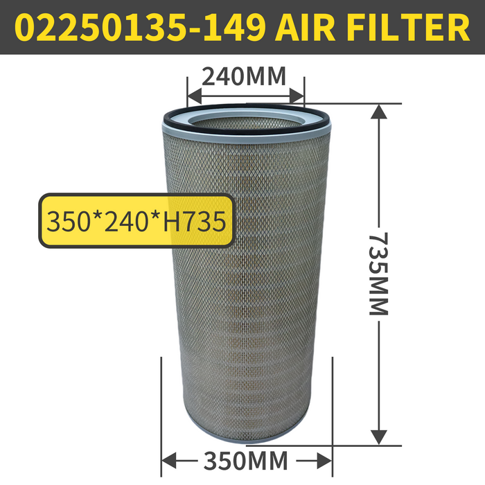 02250135-149 Air Filter Element for SULLAIR Compressors | High-Efficiency Replacement