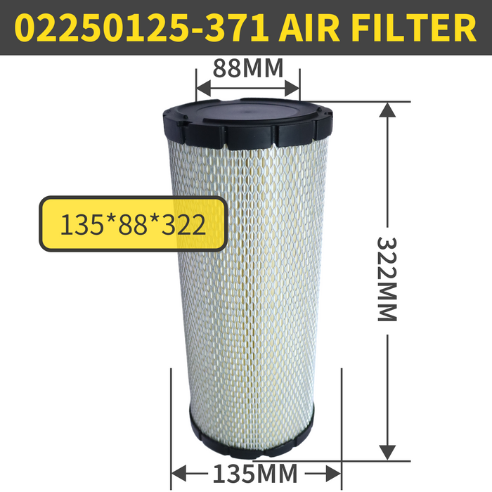 02250125-371 Air Filter Element for SULLAIR Compressors | High-Efficiency Replacement