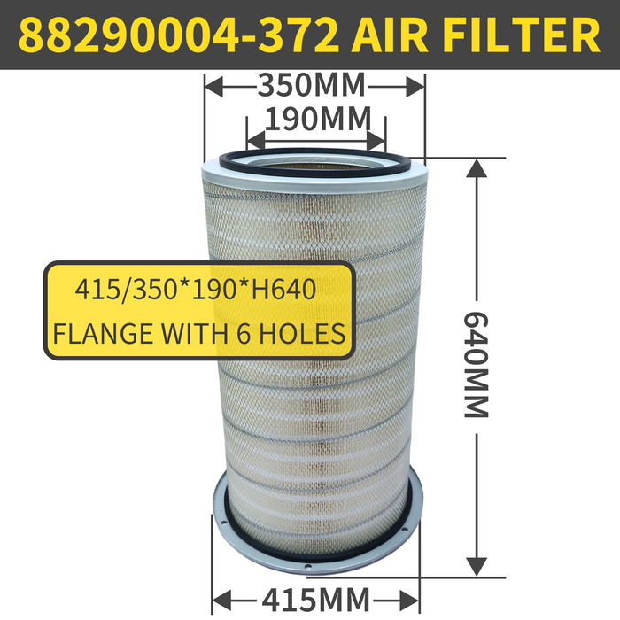 88290004-372 Air Filter Element for SULLAIR Compressors | High-Efficiency Replacement