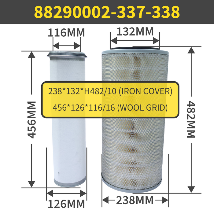 88290002-337-338 Air Filter Element for SULLAIR Compressors | High-Efficiency Replacement