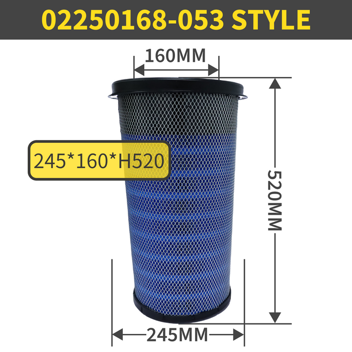 02250168-053 Air Filter Element for SULLAIR Compressors | High-Efficiency Replacement