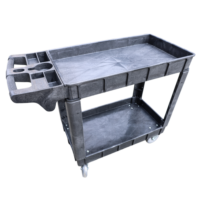 Heavy-Duty 2-Shelf Utility Cart – 500LBS 40.55“x17.32“x34.06“ Capacity with 360° Swivel & Locking Wheels – Rolling Storage for Garage, Warehouse, Workshop & Industrial Us