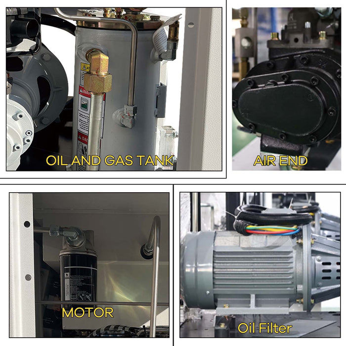 TK Series 50HP 37KW LRSD Rotary Screw Air Compressor |  206.59 CFM @ 125 PSI | 220V 480V 3-Phase 60Hz | RP1-1/2