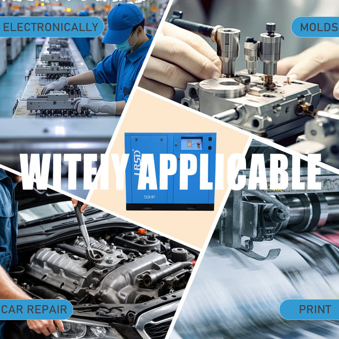 50HP 125PSI 3P Rotary Screw Air Compressor w/ 230CFM 1Phase Compressed Air Dryer