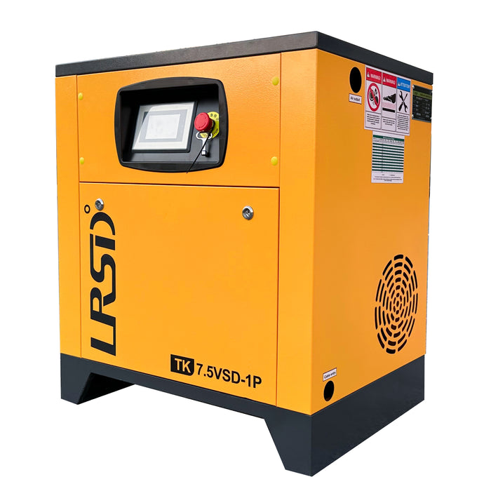 10hp(1PH) rotary screw air compressor, displacement: 37.5CFM, inverter/inverter drive, 208V-230V single phase.