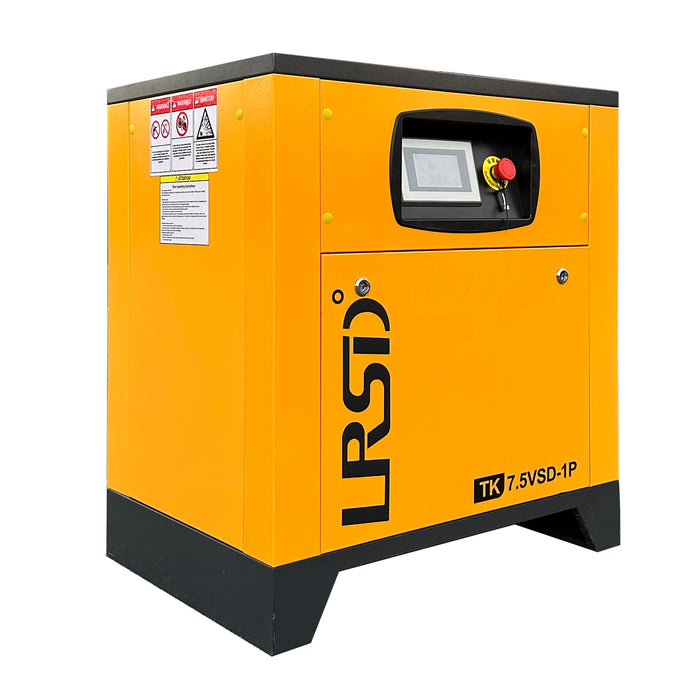 10hp(1PH) rotary screw air compressor, displacement: 37.5CFM, inverter/inverter drive, 208V-230V single phase.