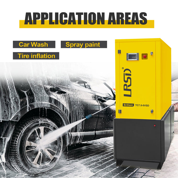 TC Series 10HP 7.5KW LRSD Rotary Screw Air Compressor | 37.43CFM @ 116PSI | 220V 3-Phase 60Hz |  RP3/4"  |  VSD