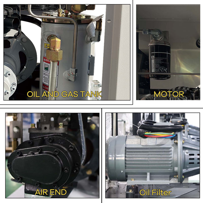 TK Series 15HP 11KW LRSD Rotary Screw Air Compressor | 66.04CFM @ 125 PSI | 460V 3-Phase 60Hz |  RP3/4"  |  VSD