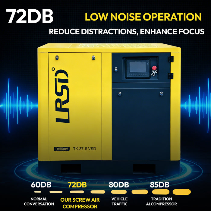 LRSD 50HP 37KW Rotary Screw Air Compressor with Refrigerated Air Dryer| 228 CFM @125 PSI | 460V 3-Phase 60Hz | RP1-1/2"  | (TK37-8)