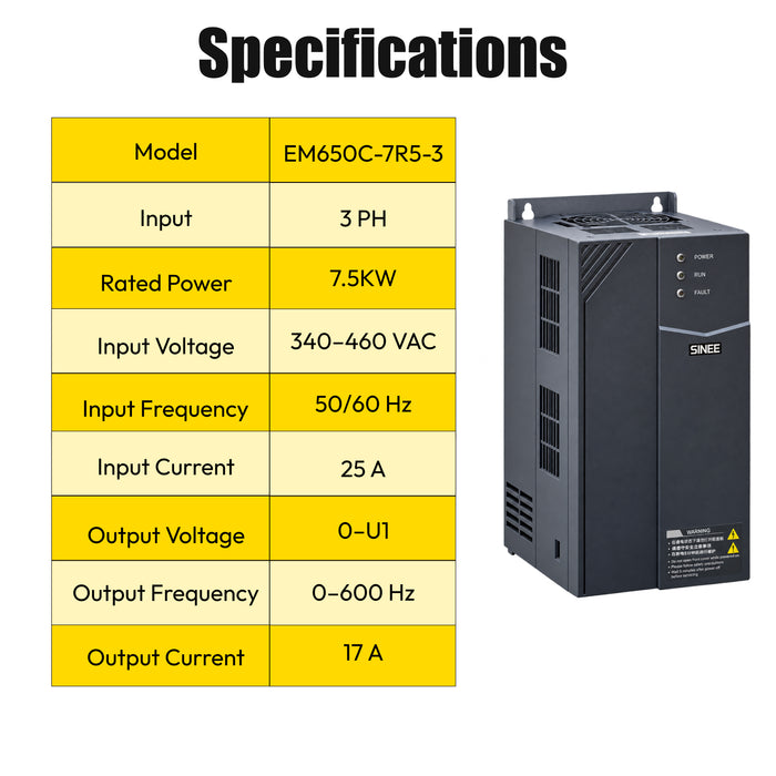 LRSD EM650C-7R5-3 Frequency Converter Inverter 340-460V 60HZ for 7.5KW/10HP Screw Air Compressor