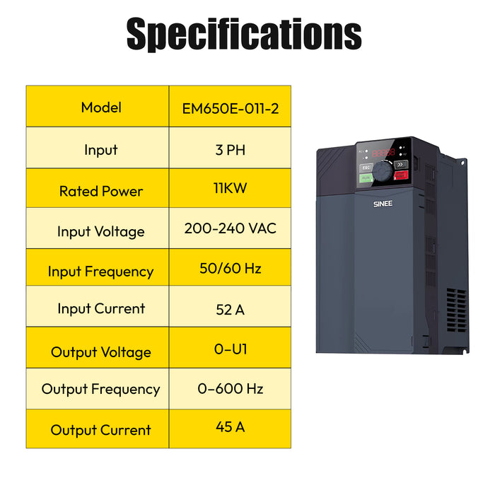 LRSD EM650E-011-2 Frequency Converter Inverter 200-240V 60HZ for 11KW/15HP Screw Air Compressor