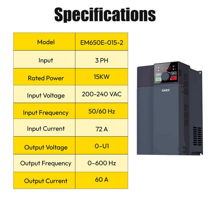 LRSD EM650E-015-2 Frequency Converter Inverter 200-240V 60HZ for 15KW/20HP Screw Air Compressor