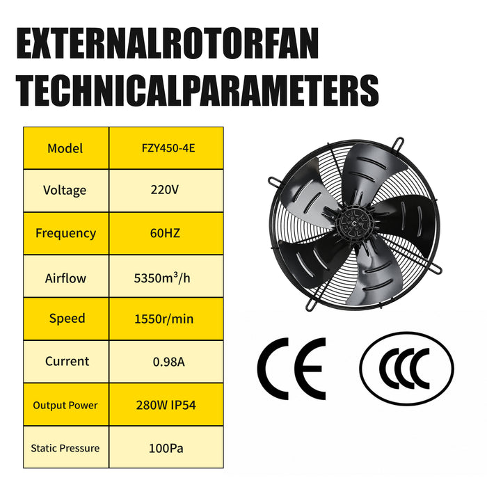LRSD External rotor Cooling Fan 220V/60HZ for 15-20HP Screw Air Compressor FZY450-4E