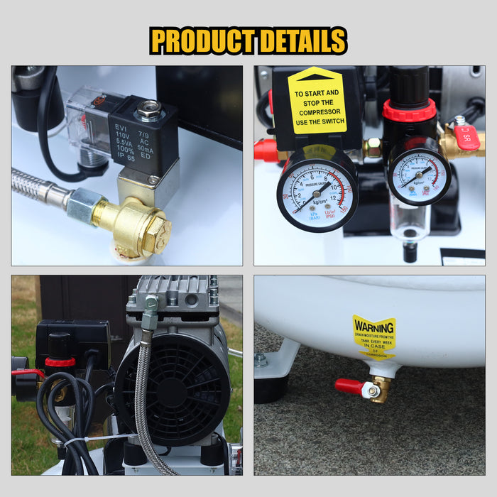 115PSI 30L Dental Medical Air Compressor Silent Air Compressor Oilless