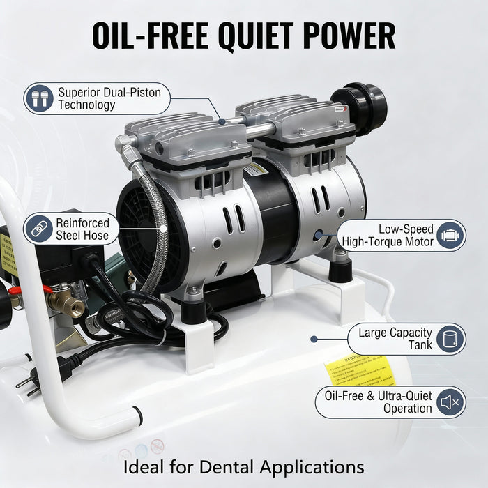 24L 40L/min Dental Medical Air Compressor Silent Air Compressor Oilless 115PSI