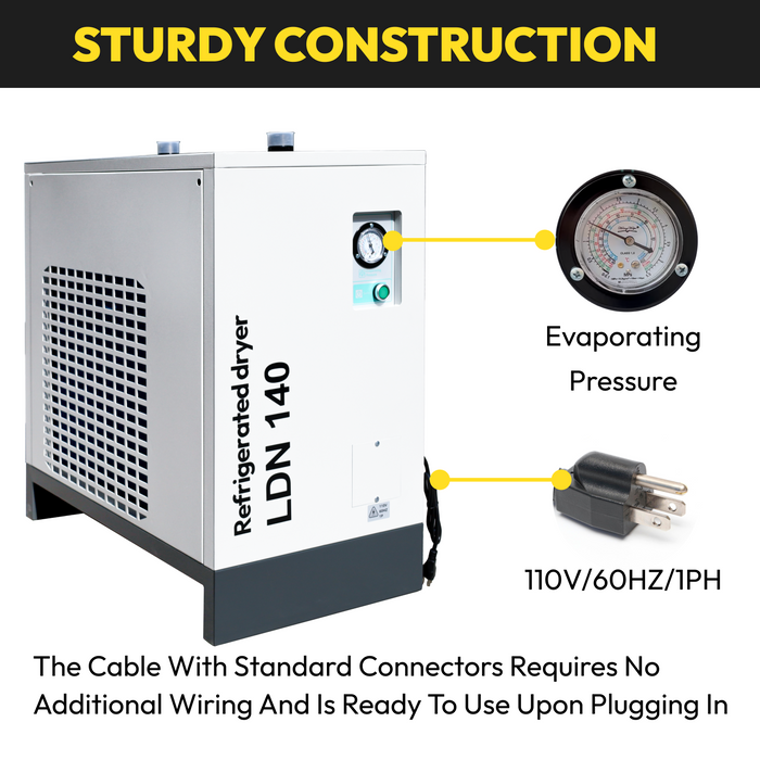 Air Dryer110V/60HZ Refrigerated Compressed System 123-134CFM - 30HP air compressor