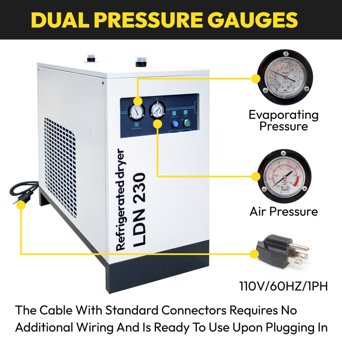 Air Dryer110V/60HZ Refrigerated Compressed System 229.5CFM - 50HP air compressor