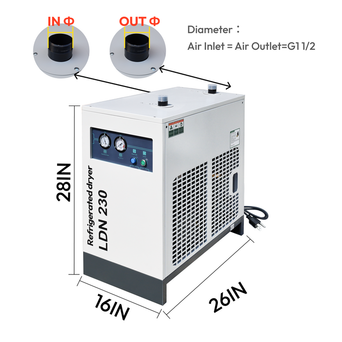 Air Dryer110V/60HZ Refrigerated Compressed System 229.5CFM - 50HP air compressor
