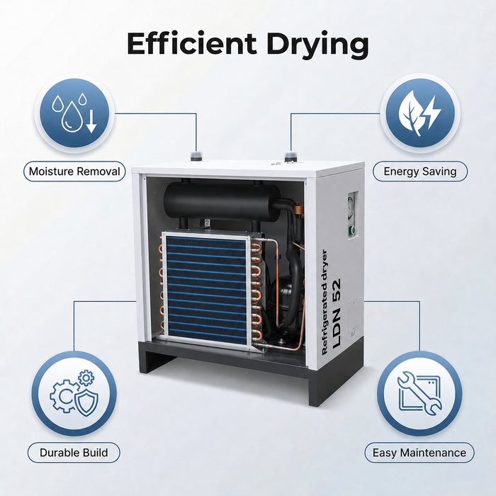 LRSD 10HP 7.5KW Rotary Screw Air Compressor with Refrigerated Air Dryer| 37 CFM @ 145 PSI | 230V 3-Phase 60Hz | RP1/2"  | (LS10)