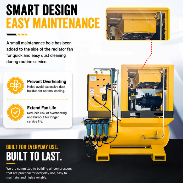 LRSD 4IN1 7.5 kW/10 hp, 460v/3 phase, 37 CFM with compressor, refrigerated dryer and 80-gallon air tank.（ LF10-460V）
